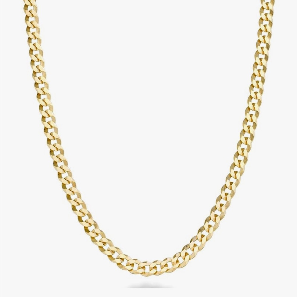 Italian Pure 18K Gold - 925 Sterling Silver Curb Cuban Link 3.5mm Chain Necklace